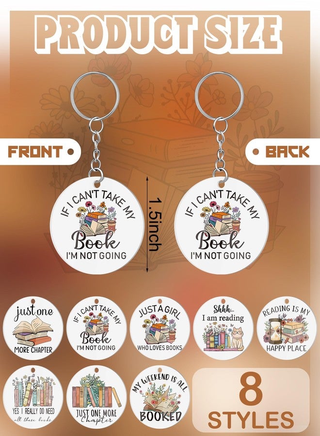 DoubleFill 24 Pcs Christmas Book Lover Gifts Book Club Acrylic Keychains for Books Lovers Librarian Bookish Group Club Gifts(Floral) - Image 3